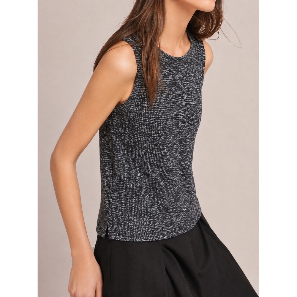 Anthropologie Postmark Black White Space Dye Ribbed Knit Tank Top Large
